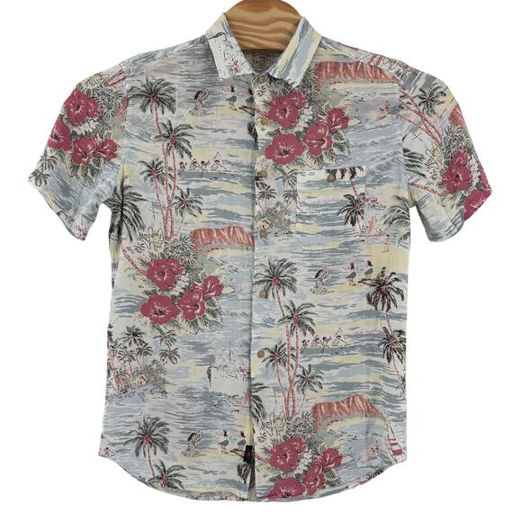 Faherty Mens Large Hawaiian Pattern Short Sleeve Button Up Shirt - Picture 5 of 6